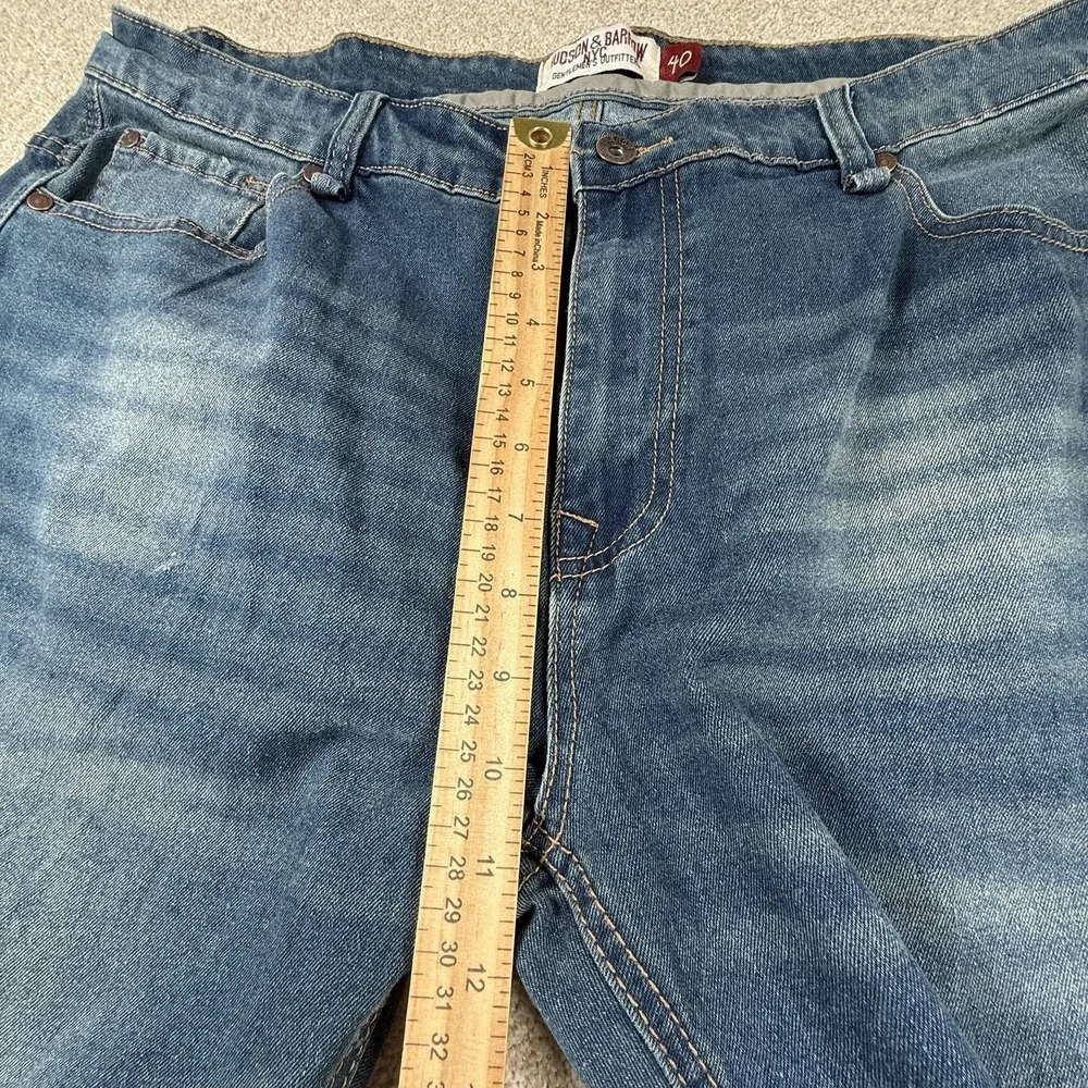 Hudson And Barrow Jeans Mens 40x30 NYC Slim Straight Stretch Medium Wash Blue